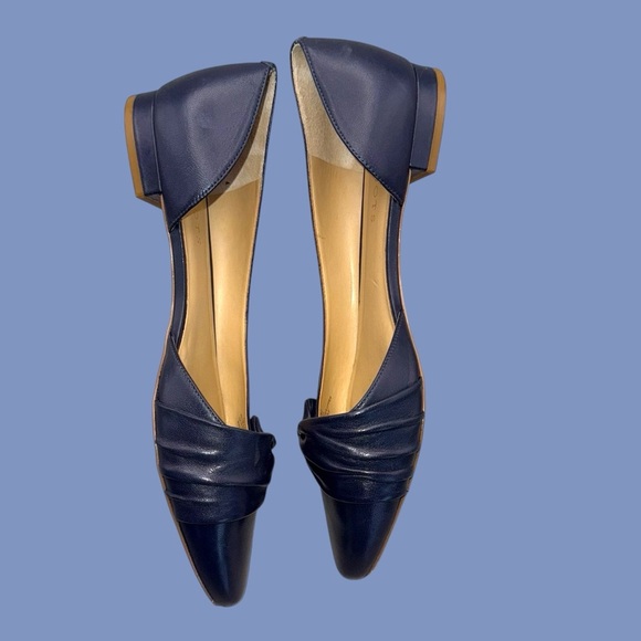 TALBOTS EDISON PLEATED DORSAY FLATS - NAPPA LEATHER Navy 9.5M - Picture 2 of 7